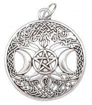 1 1/4" Tree of Life Triple Moon Pentagram amulet
