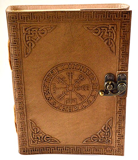 5\" x 7\" Rune leather blank book w/ latch
