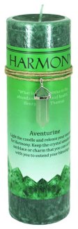 Harmony pillar candle with Aventurine pendant