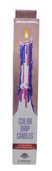(set of 2) Pink, Purple Drip candles