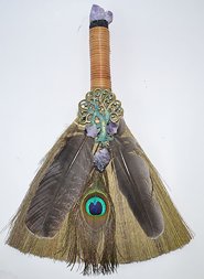 13" Ritual Broom W/ Peacock Feather