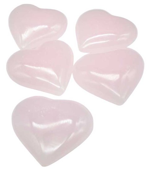 (set of 5) 2\" Calcite, Pink heart
