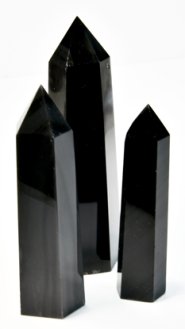 1 lb 3-4" Obsidian, Black W Silver Stripes obelisk