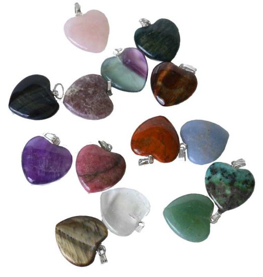 (set of 24) 3/4\" (20mm) various Stones heart