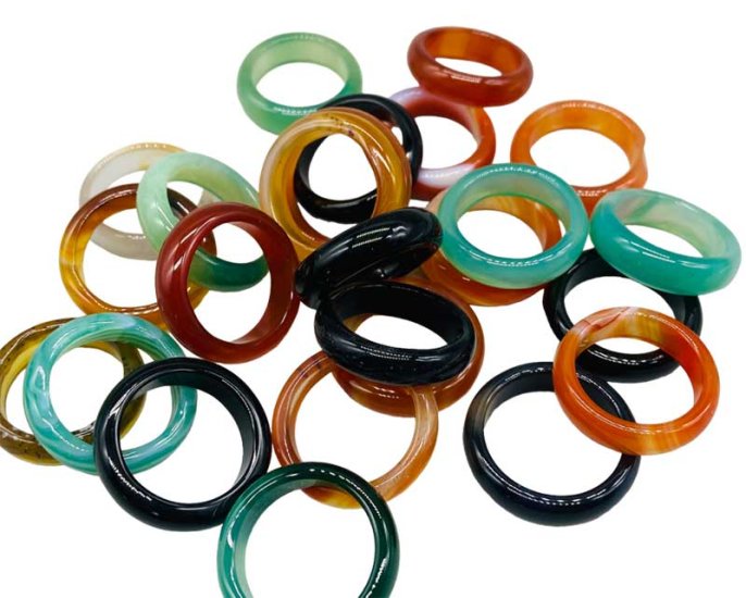 (set of 25) Agate, Banded rings