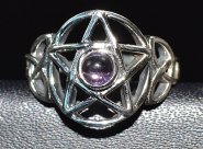 Amethyst pentagram ring adjustable