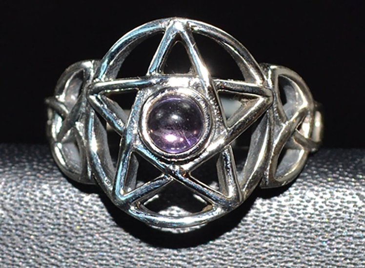 Amethyst pentagram ring adjustable