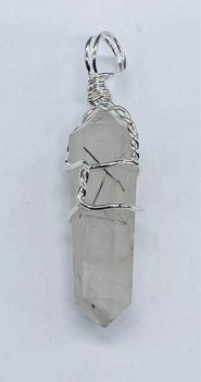 (set of 5) Quartz W Tourmaline wire wrapped point