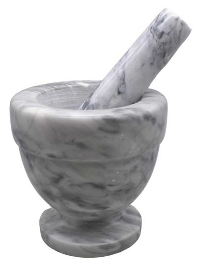 4\" White Marble Mortar and Pestle Set