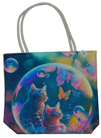 17\" x 17\" Cat in Bubble tote bag