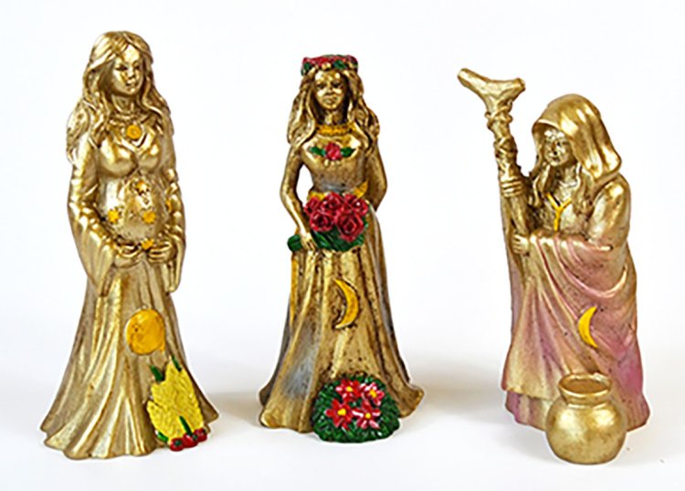 (set of 3) ~4\" Mother, Maiden, Crone figurines