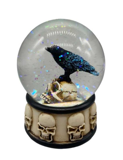3 1/4\" Raven on Skull water globe
