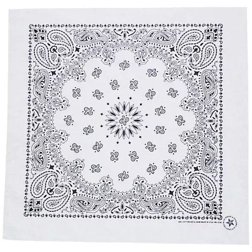 (12 Pack) White/Black Paisley Bandana