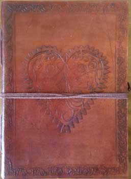 5\" x 7\" Heart leather blank book w/cord