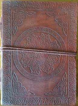 5\" x 7\" Celtic Mandala leather blank book w/cord