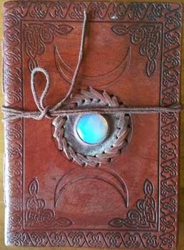 5\" x 7\" Triple Moon with Stone Embossed leather w/ cord