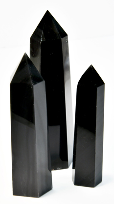 1 lb 3-4\" Obsidian, Black W Silver Stripes obelisk