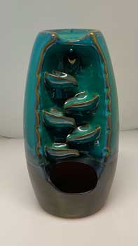 6 1/2\" Blue Ceramic back flow incense burner