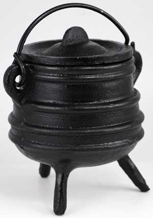 Ribbed cast iron cauldron 3\"