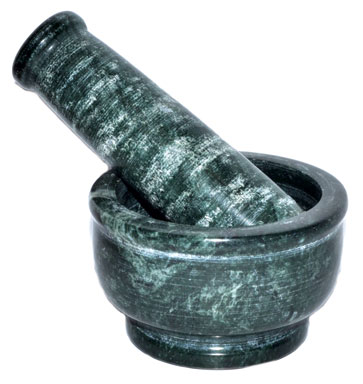 4\" Green Marble mortar and pestle set