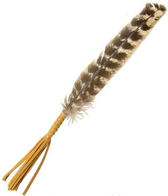 (Set of 2) Leather Wrapped smudging feather 10\"