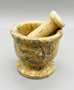 2 1/2\" Fossil Coral mortar and pestle set