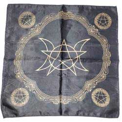 21\" x 21\" Black Triple Moon Pentagram altar cloth